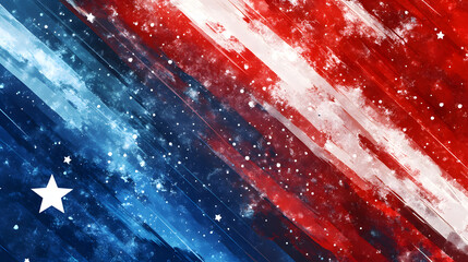 Abstract red and blue diagonal designs with white stars and dynamic visuals.Abstract red and blue diagonal designs with white stars and dynamic visuals.