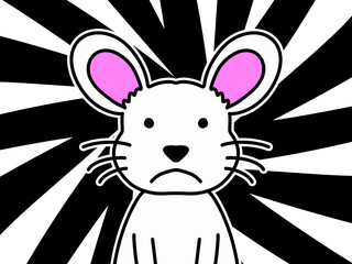 rabbit with ears on black and white background