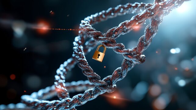DNA Strand Wrapped in Layers with Lock