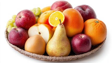 An Assortment of Whole Fruits including Apples, Pears, Oranges, and Grapes Presenting a Colorful Variety for Healthy Eating and Nutrition
