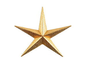 A beautiful golden star tree topper placed on a lush green Christmas tree, perfect for holiday decorations and festive celebrations.