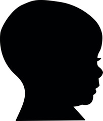 Simple Baby Head Silhouette, Child Profile, Minimalist Vector