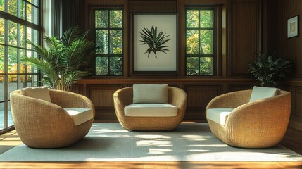 Cozy seating area with natural light and greenery.