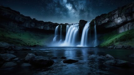 waterfall at night