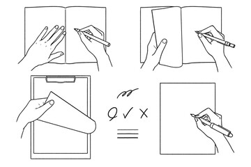 書く手、めくる手（俯瞰・線画のみ）