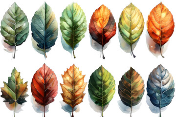 Obraz premium autumn maple leaf isolated on white background. collection of yellow and red leaves.