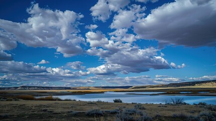 Obraz premium Capturing the Beauty of Blue Sky and White Clouds in Photography