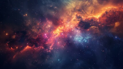 Colorful Cosmic Nebula in Deep Space