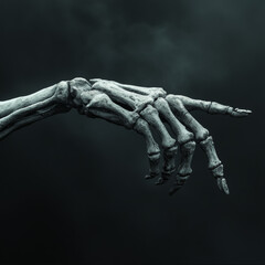 Skeleton hand isolated pointing on dark background