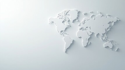 White World Map on Grey Background.
