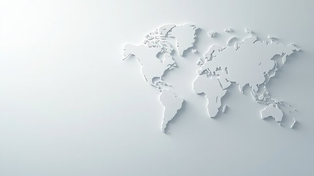 Fototapeta White World Map on Grey Background.