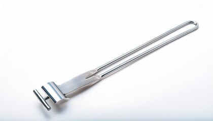 Tuning Fork on White Background Isolated. Full Shot of Medical Devices.