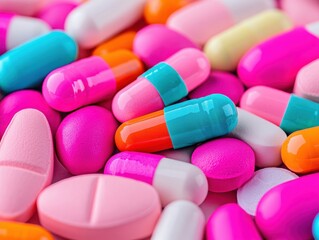 Colorful Assortment of Pills and Capsules in Macro Shot