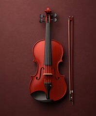 Fototapeta premium Polished Wooden Violin on a Rich Background
