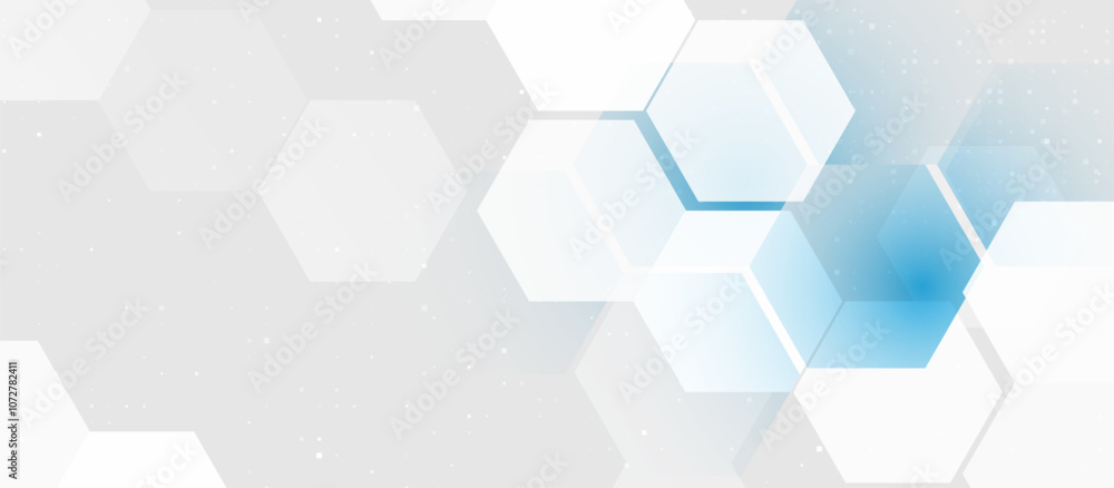 Poster abstract light hexagonal background with blue accents