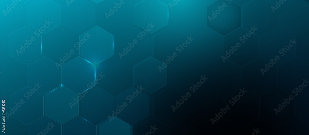 Aufkleber Abstract Hexagonal Pattern Background with Teal Gradient