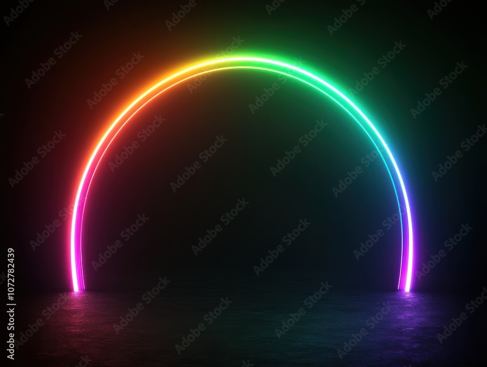 Poster multicolored light arc with gradient effect