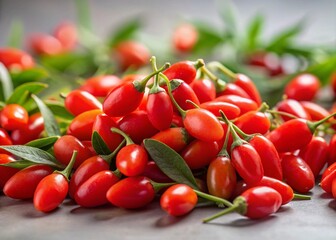 Minimalist Close-Up of Fresh Goji Berries Isolated on a Clean Background for Healthy Lifestyle and Nutrition Concepts