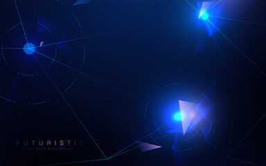 Futuristic Abstract Background with Geometric Shapes and Blue Light Effects
