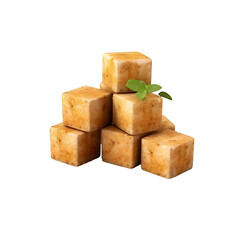 fresh square shaped puff pastry biscuit snacks with puffed crispy golden brown crust layers on top visible.