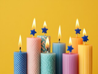 Colorful Birthday Candles on Bright Background