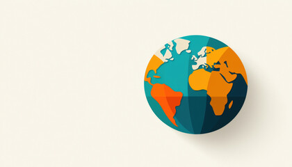 Fototapeta premium A colorful globe showcasing continents with a minimalistic background, representing global awareness and connectivity.