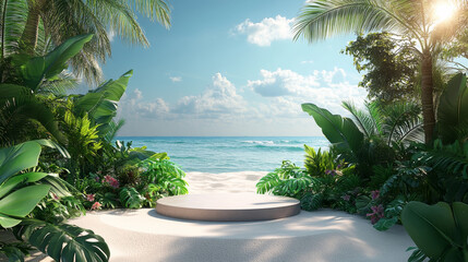 Fototapeta premium Product booth on outdoor beach