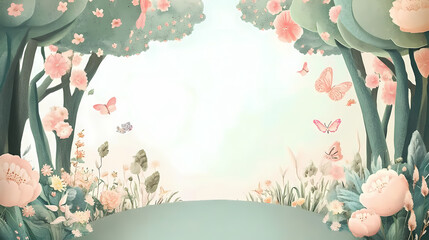 Wedding card with a whimsical garden theme an open area for text at the top. Whimsical. Illustration