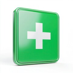 Obraz premium Green first aid kit symbol on white background
