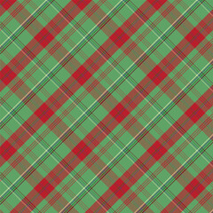 Plaid with twill weave repeat pattern in green and red.Checkered tartan gingham seamless pattern for Christmas.Geometric graphic vector illustration background design for fabric and prints.