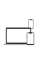 Responsive design mockup with tablet, laptop and mobile phone screen isolated with white highlights, png