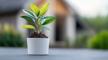 Green Plant in Pot Symbolizing Sustainability and Growth
