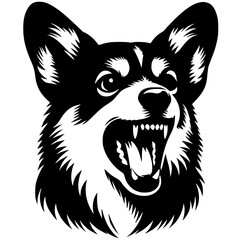 Angry corgi head silhouette