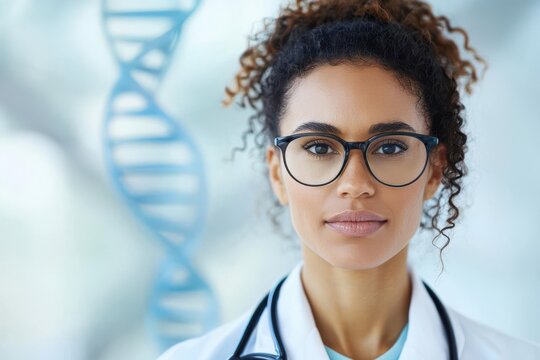 Doctor reviewing a genetic health report with a patient, explaining disease predispositions, Doctor discussing genetic health report, Informative and personalized