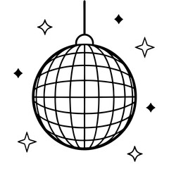 Disco ball vector icon set black filled and outlined style