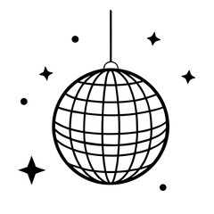 Disco ball vector icon set black filled and outlined style