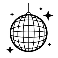 Disco ball vector icon set black filled and outlined style