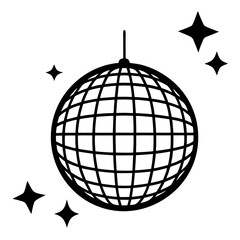 Disco ball vector icon set black filled and outlined style