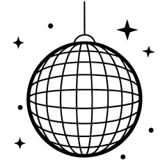 Disco ball vector icon set black filled and outlined style