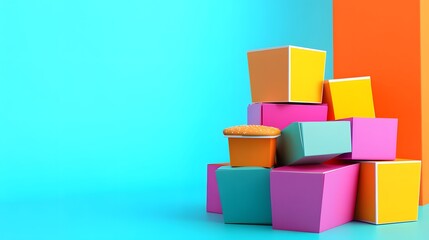 Obraz premium Colorful Boxes on Blue and Orange Background