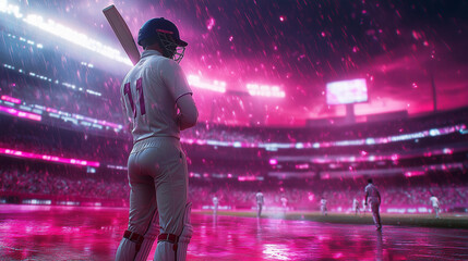 batsman in the stadium ready to play