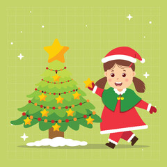 Cute girl wearing santa clause costum