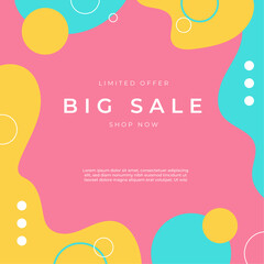Colorful Mega Sale Banner With Abstract Design Elements. Vibrant mega sale banner featuring abstract shapes and playful colors. Ideal for online marketing and social media posts