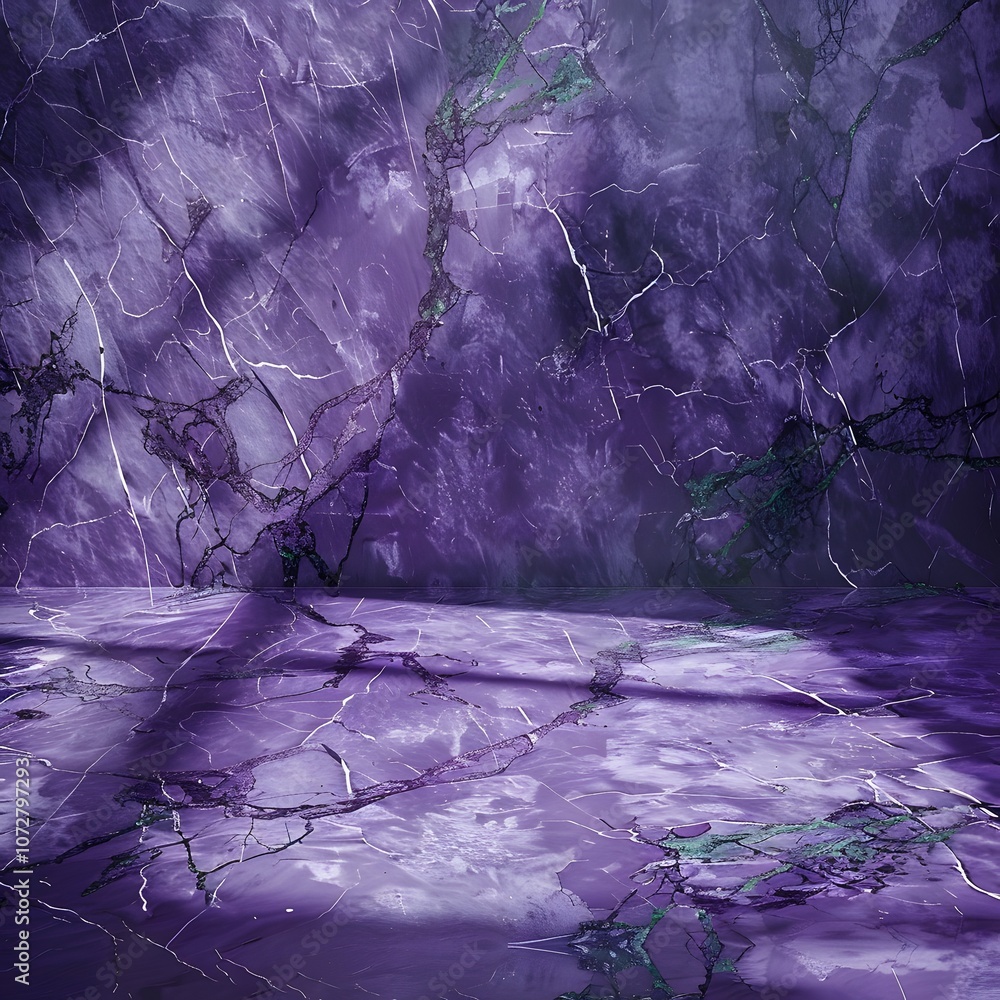 Poster a textured purple surface with intricate veins and shadows, creating a mystical atmosphere.