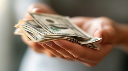 Tax Refund Concept Excited person holding money after a tax return