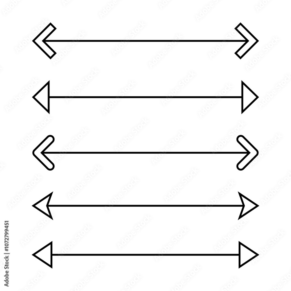 Poster double arrow line icon set. two arrows outline symbol