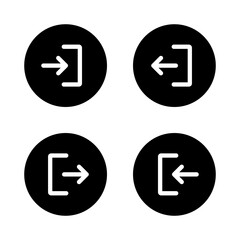 Login and logout icon on black circle. Sign in and sign out symbol