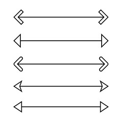 Double arrow line icon set. Two arrows outline symbol