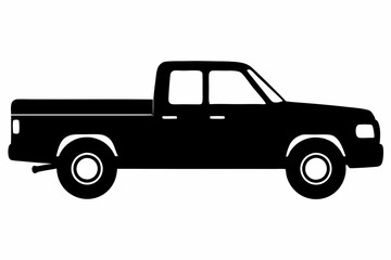 Pickup silhouette, pickup graphic vector illustration, pickup truck black icon isolated on white background