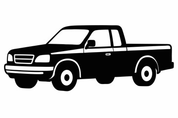 Pickup silhouette, pickup graphic vector illustration, pickup truck black icon isolated on white background